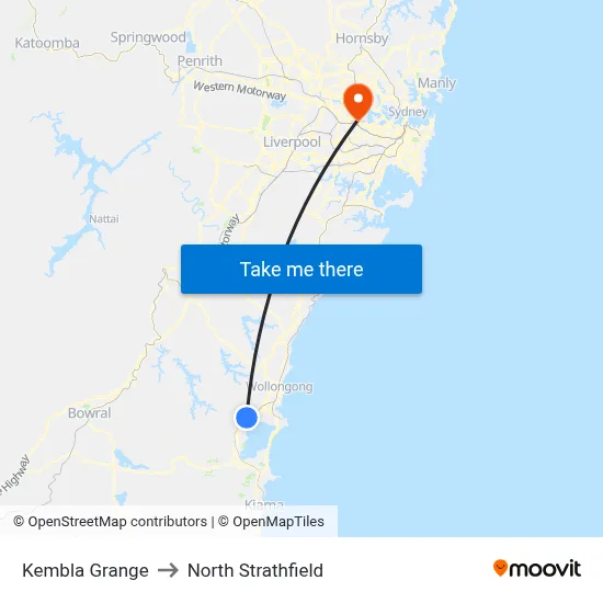 Kembla Grange to North Strathfield map