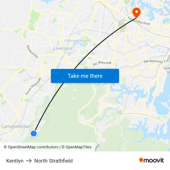 Kentlyn to North Strathfield map