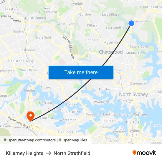 Killarney Heights to North Strathfield map