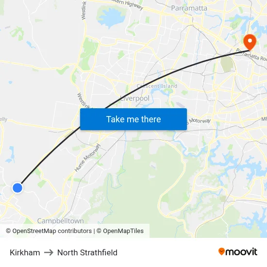 Kirkham to North Strathfield map