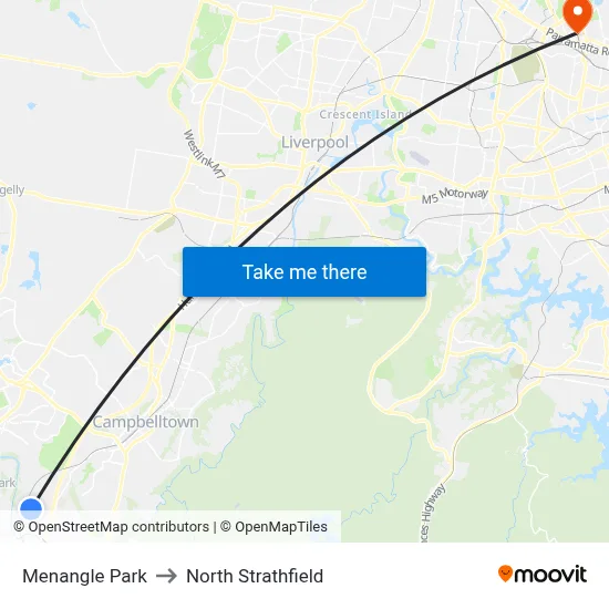 Menangle Park to North Strathfield map