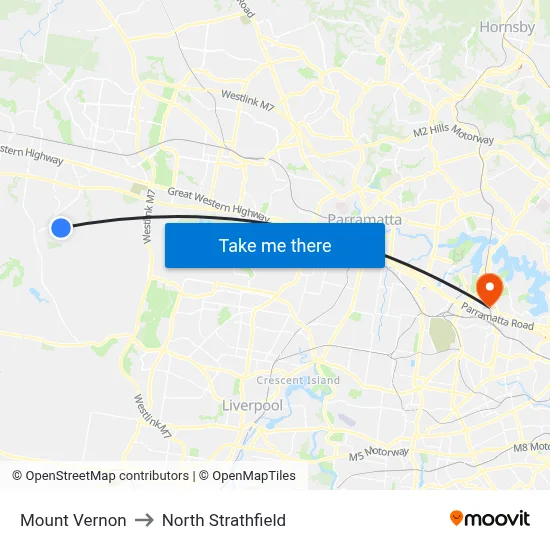Mount Vernon to North Strathfield map