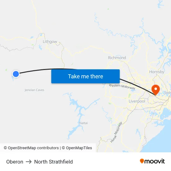 Oberon to North Strathfield map