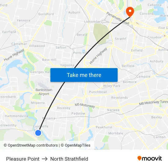 Pleasure Point to North Strathfield map