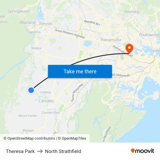 Theresa Park to North Strathfield map