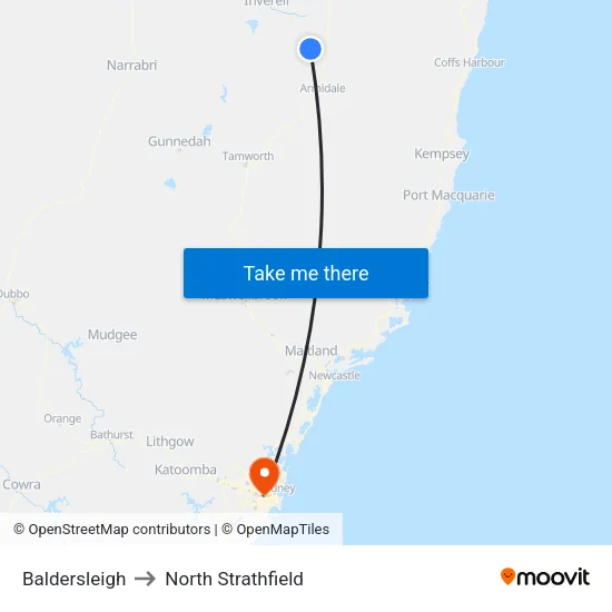 Baldersleigh to North Strathfield map