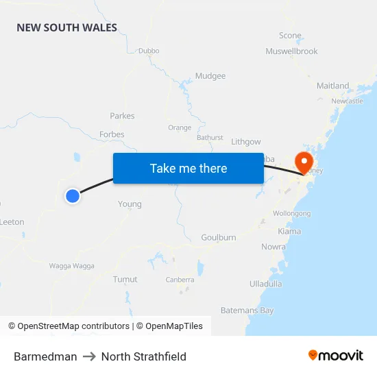 Barmedman to North Strathfield map