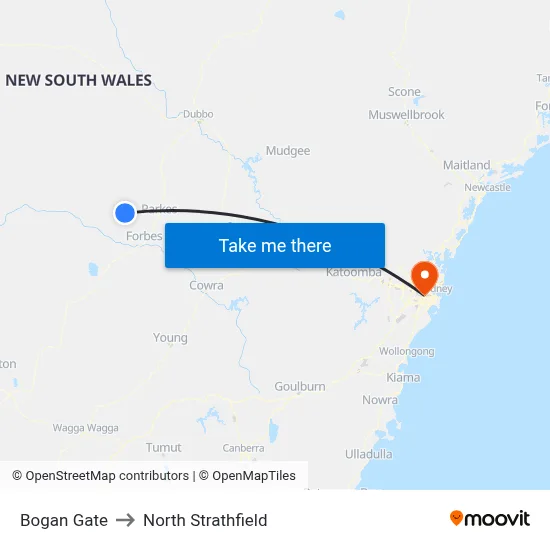 Bogan Gate to North Strathfield map