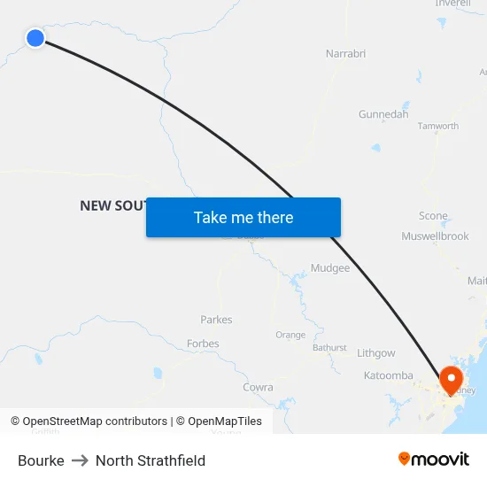 Bourke to North Strathfield map