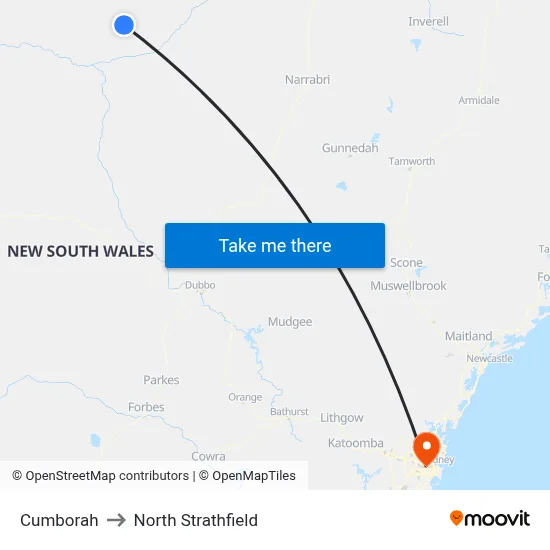 Cumborah to North Strathfield map