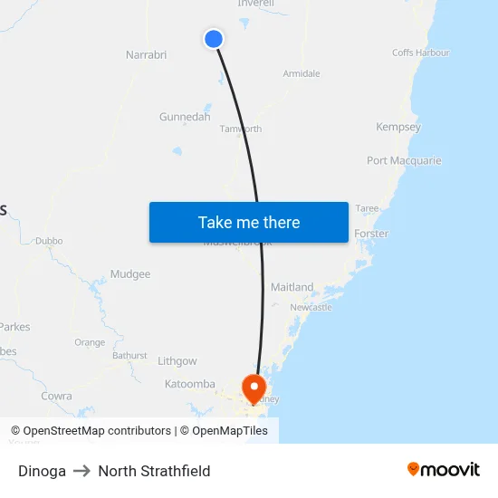 Dinoga to North Strathfield map