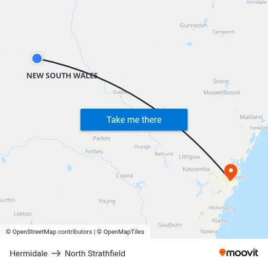 Hermidale to North Strathfield map