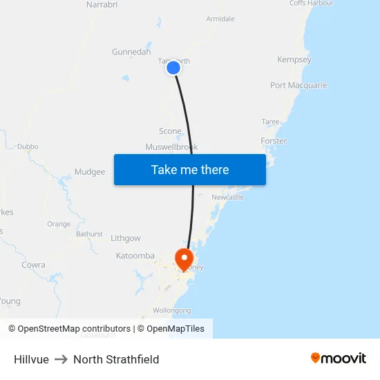 Hillvue to North Strathfield map
