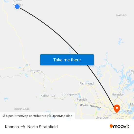 Kandos to North Strathfield map
