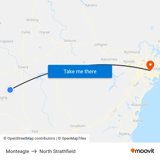 Monteagle to North Strathfield map