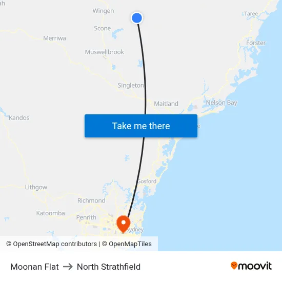 Moonan Flat to North Strathfield map