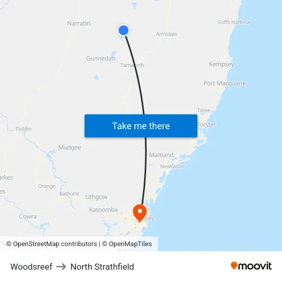 Woodsreef to North Strathfield map