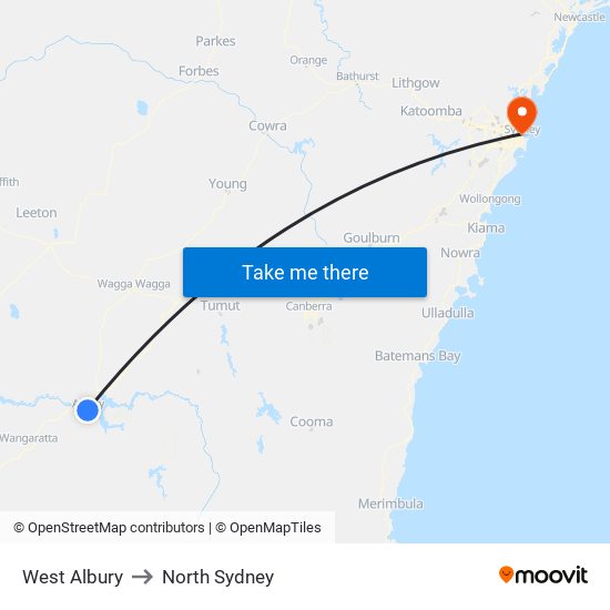 West Albury to North Sydney map