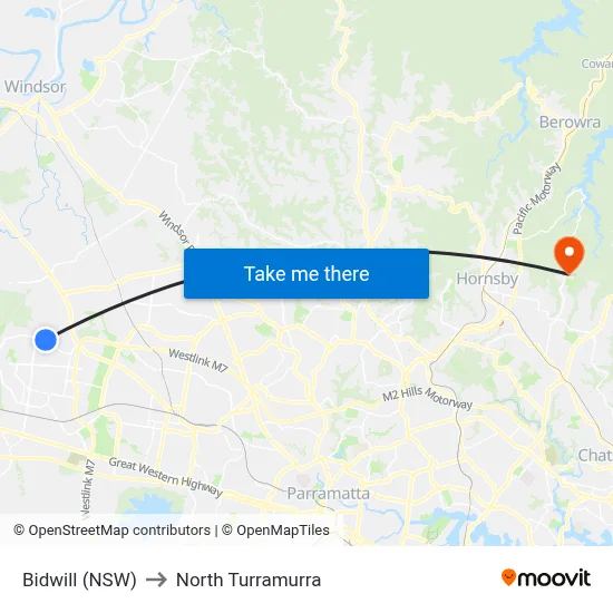 Bidwill (NSW) to North Turramurra map