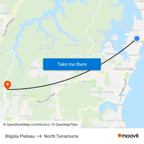 Bilgola Plateau to North Turramurra map
