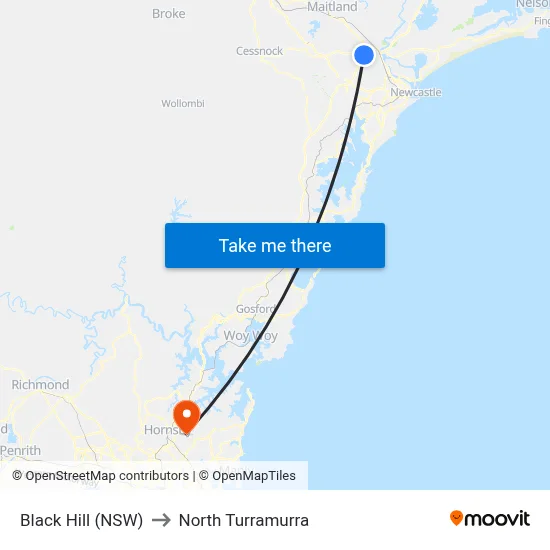 Black Hill (NSW) to North Turramurra map
