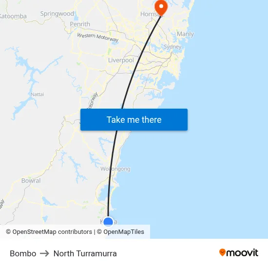 Bombo to North Turramurra map