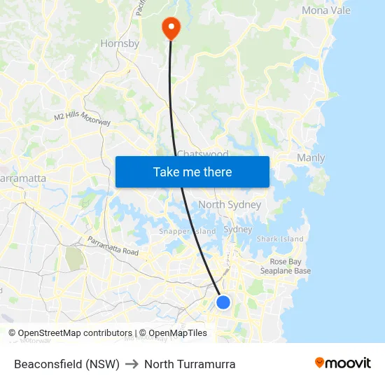 Beaconsfield (NSW) to North Turramurra map