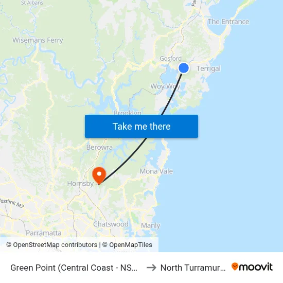 Green Point (Central Coast - NSW) to North Turramurra map