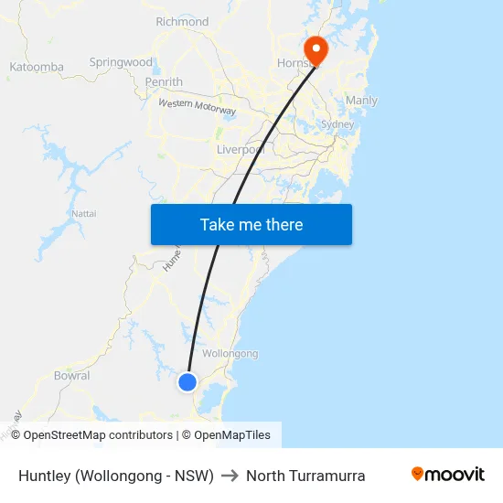 Huntley (Wollongong - NSW) to North Turramurra map