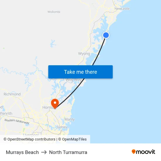 Murrays Beach to North Turramurra map