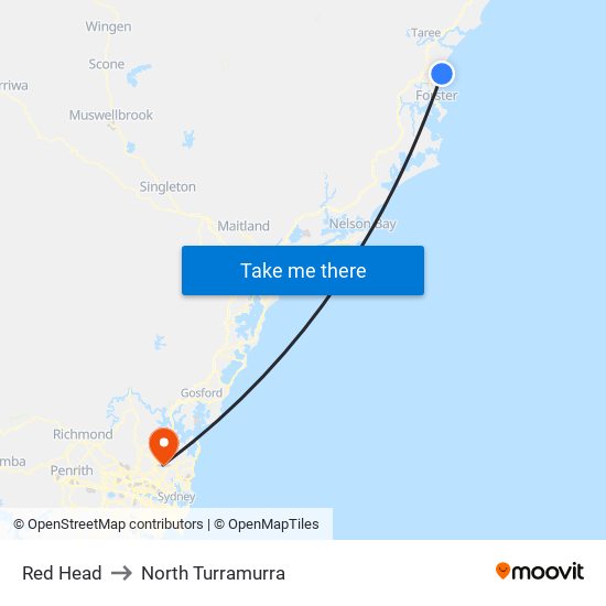 Red Head to North Turramurra map