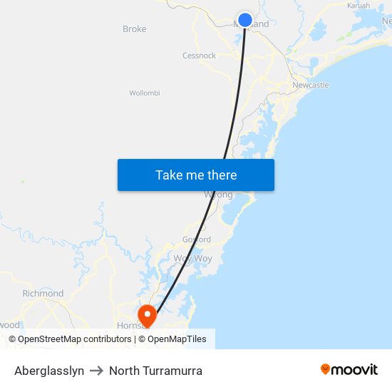 Aberglasslyn to North Turramurra map