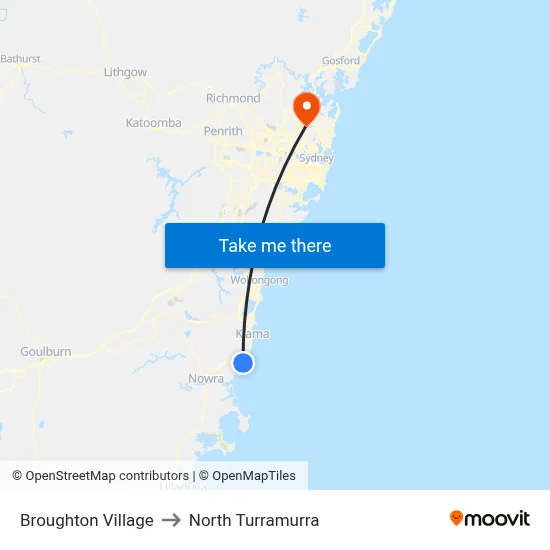 Broughton Village to North Turramurra map