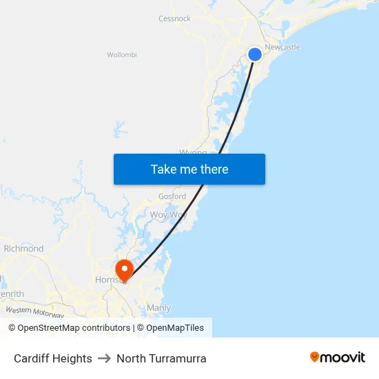 Cardiff Heights to North Turramurra map