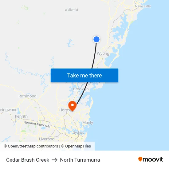 Cedar Brush Creek to North Turramurra map