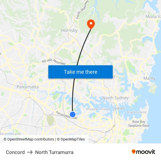 Concord to North Turramurra map