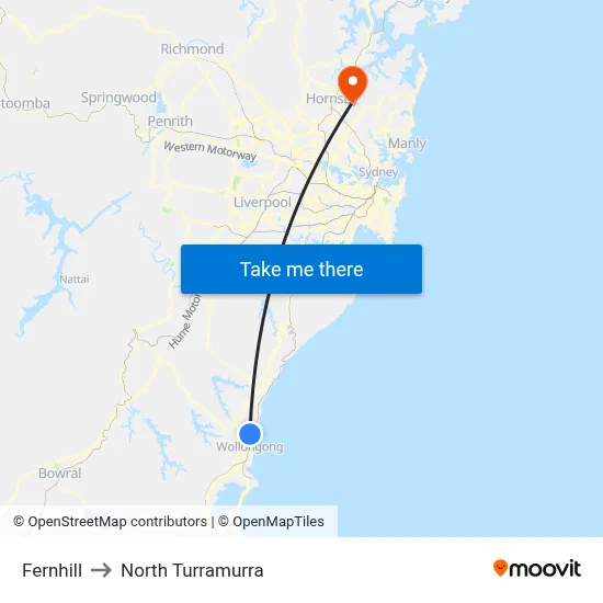 Fernhill to North Turramurra map