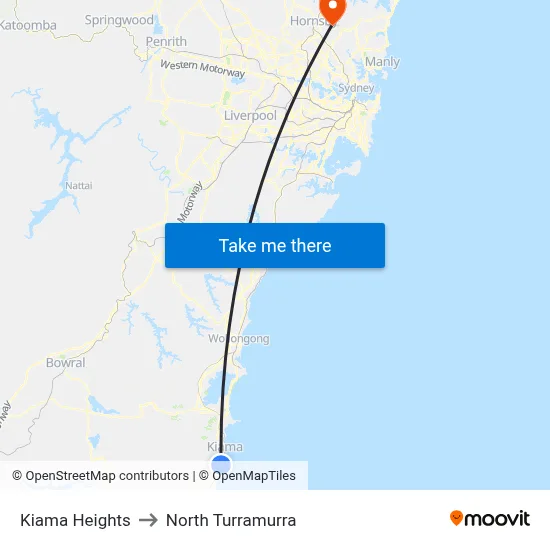 Kiama Heights to North Turramurra map