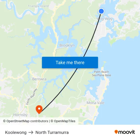 Koolewong to North Turramurra map