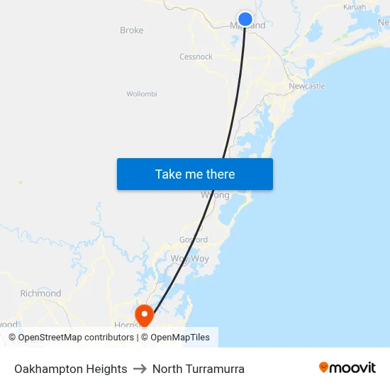 Oakhampton Heights to North Turramurra map