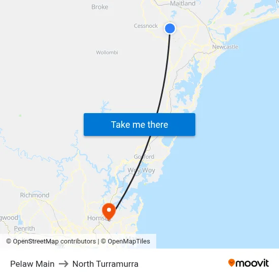 Pelaw Main to North Turramurra map