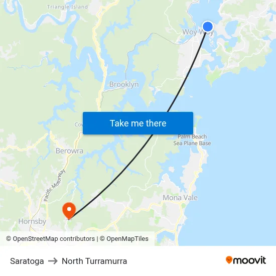 Saratoga to North Turramurra map