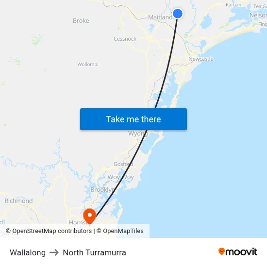 Wallalong to North Turramurra map