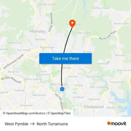 West Pymble to North Turramurra map