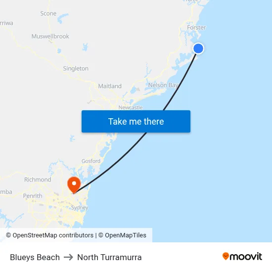 Blueys Beach to North Turramurra map