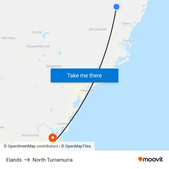 Elands to North Turramurra map
