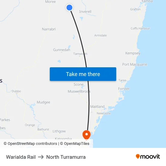 Warialda Rail to North Turramurra map