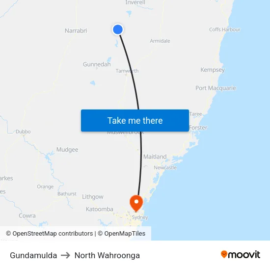 Gundamulda to North Wahroonga map