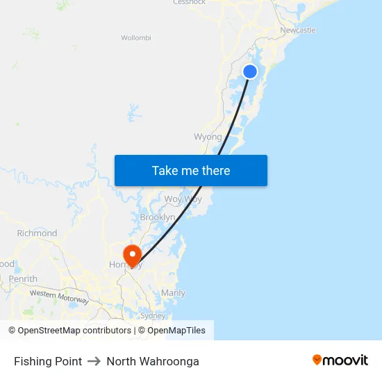 Fishing Point to North Wahroonga map