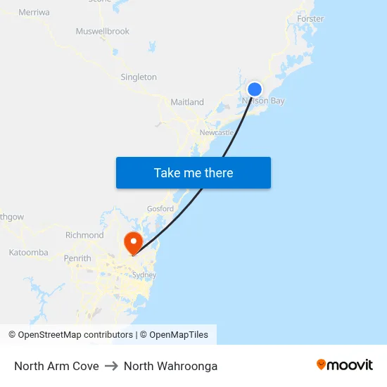 North Arm Cove to North Wahroonga map